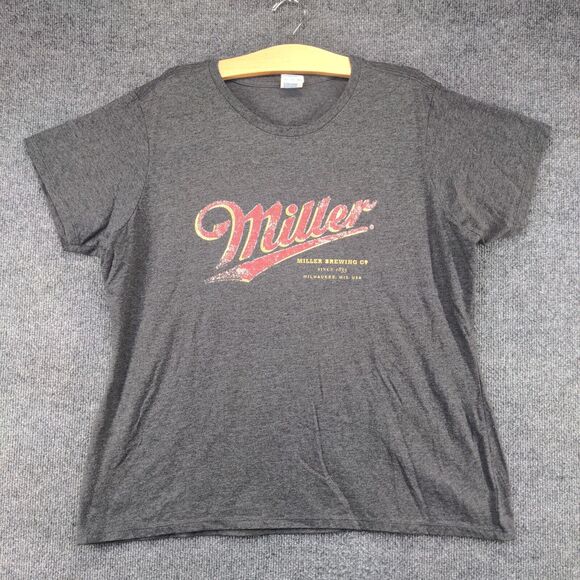 Port & Company Women's Miller Brewing Co Graphic T-Shirt Gray XXL Logo - Picture 2 of 13